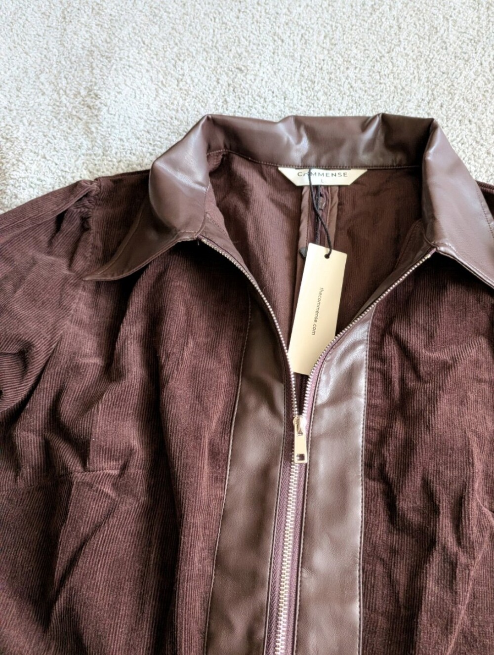 🌼B2G1🌼 Commense Dark Brown Long-Sleeve Midi Shirt Dress NWT - Picture 8 of 11